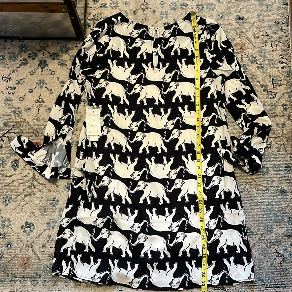 NWT Black & White Elephant Day Parade Shift Dress🐘 - Picture 13 of 16